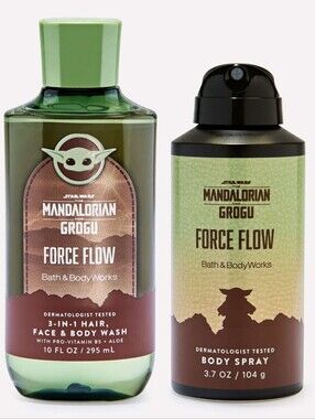 Bath & Body Works Mandalorian & Grogu Force Flow Body Wash & Body Spray Set NEW
